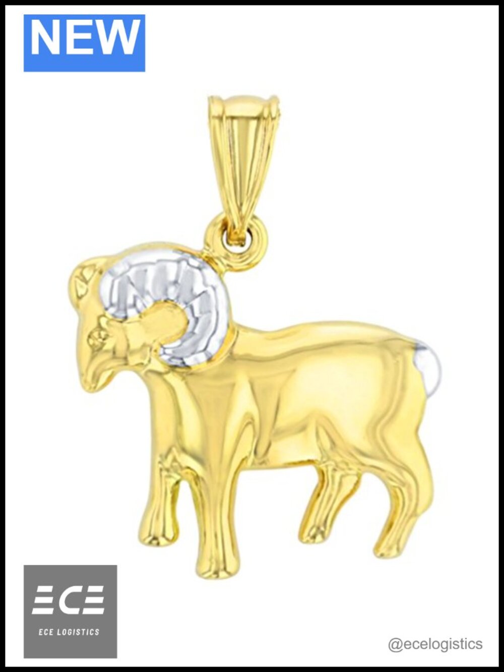 High Polish 14K Yellow Gold Aries Ram Zodiac Pendant Charm